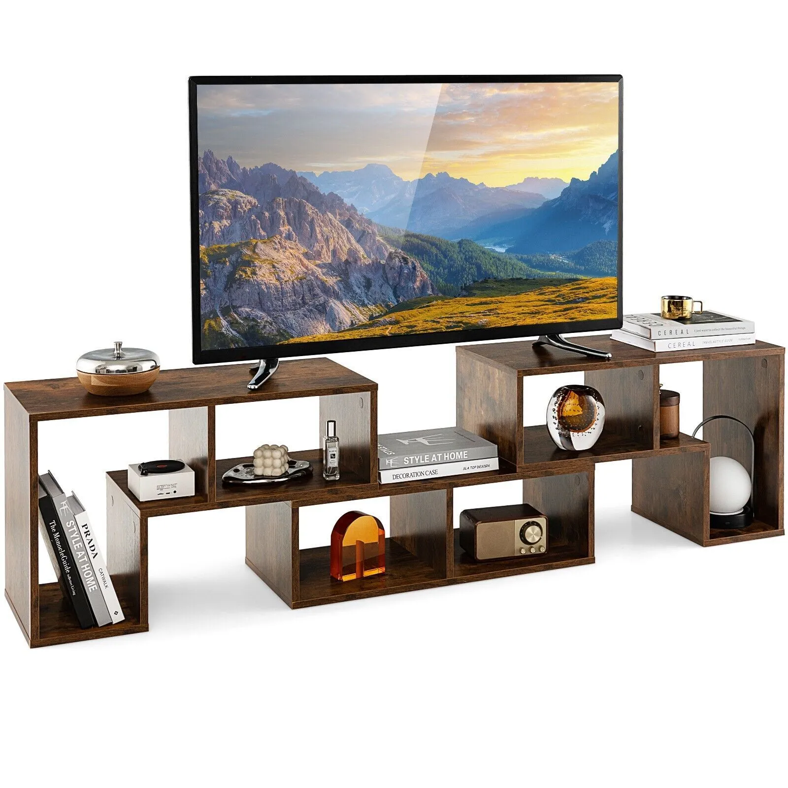 Costway TV Stand for TVs up to 65 Inches Free Combination Adjustable TV Cabinet Center in Brown