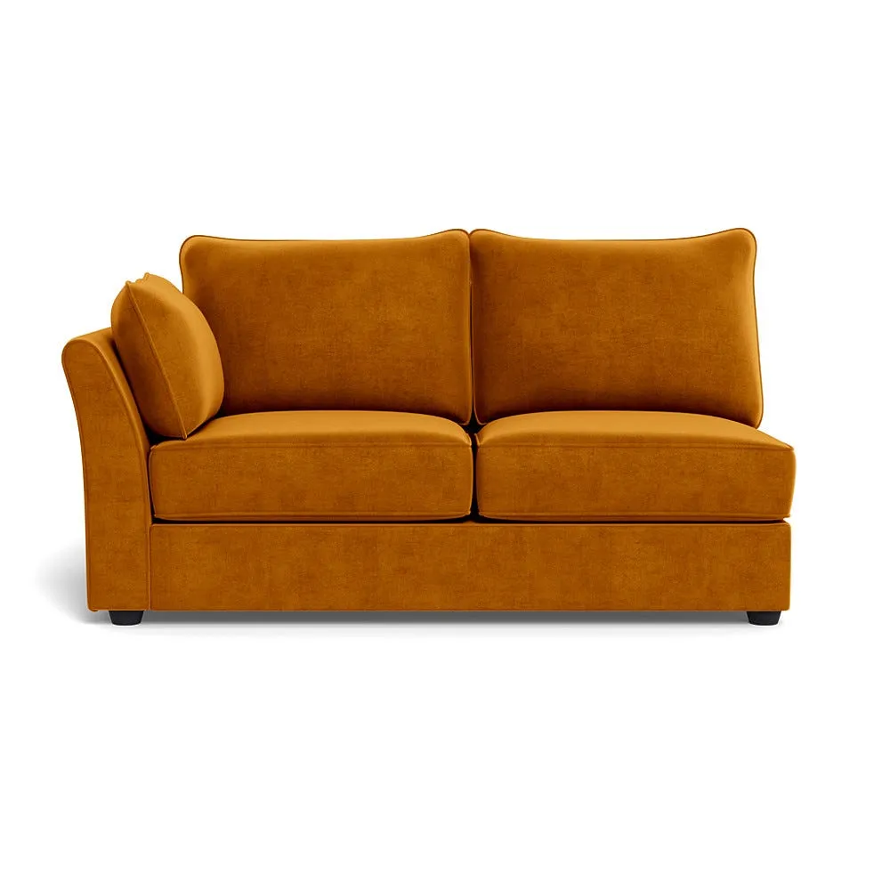 Heal's Tailor Medium Left Hand Facing Corner Unit Smart Luxe Velvet Cognac Black Feet 1