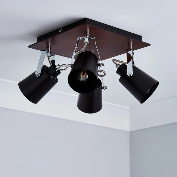 Johan 4 Light Black Semi Flush Spotlight 2