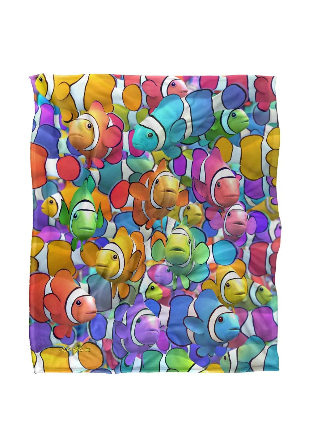 JQ Licensing Royce Mcclure Clown Fish Clown School Pattern Silky Touch Super Soft Throw Blanket 152 X 127 cm in White