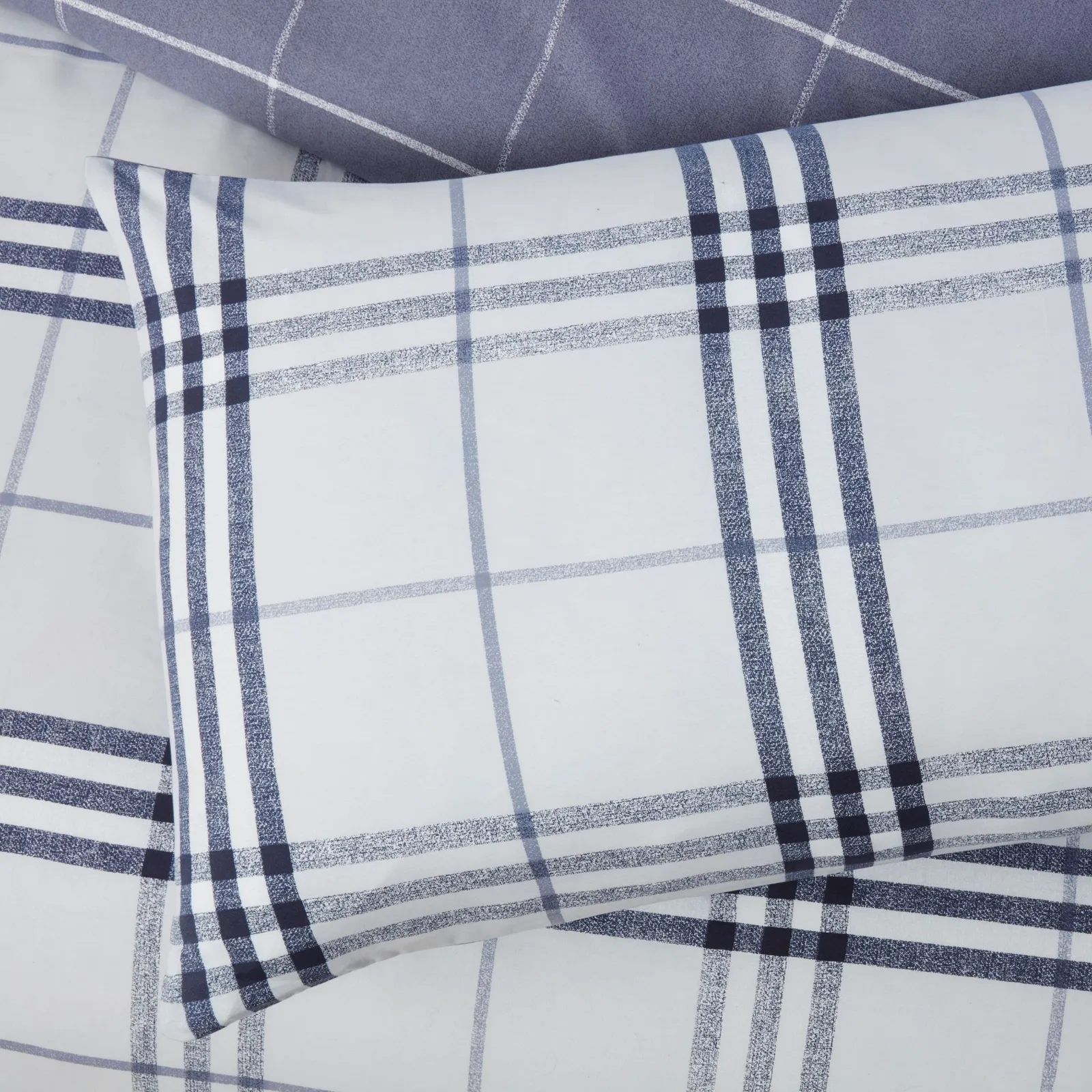 Rapport Home Harris Check Microfibre Duvet Cover Set with Pillowcase in Blue 2