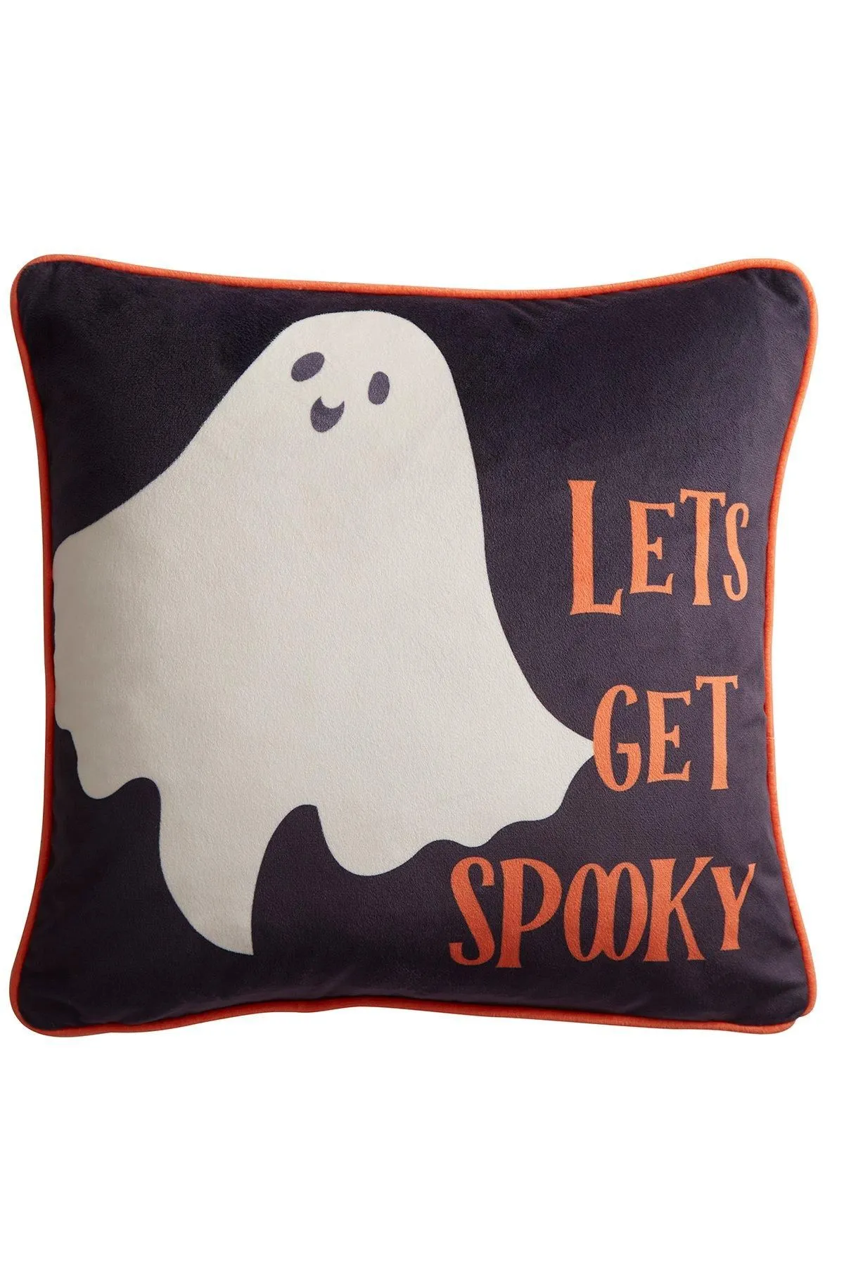 Bedlam 'Spooky Ghosts' Ghost Print Halloween Velvet Filled Cushion in Grey