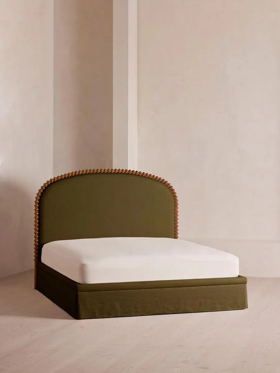 Mika Bed, Superking, Linen, Olive