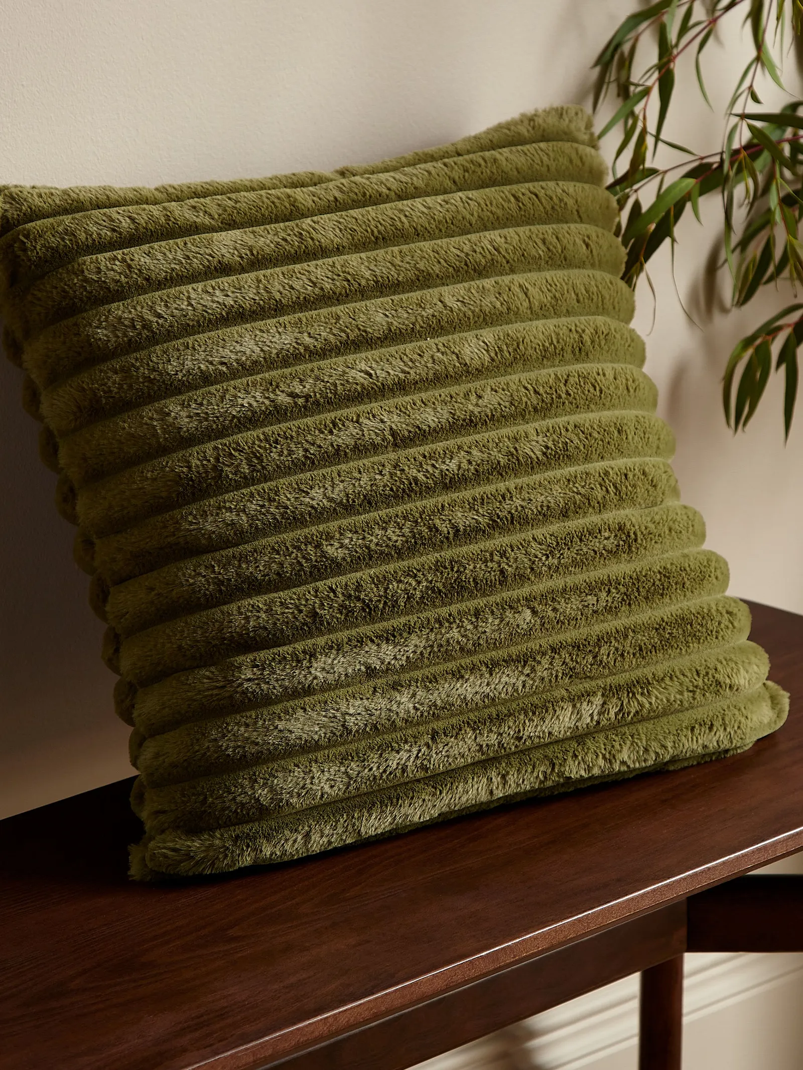 Catherine Lansfield 'Cosy Ribbed' Cushion in Olive