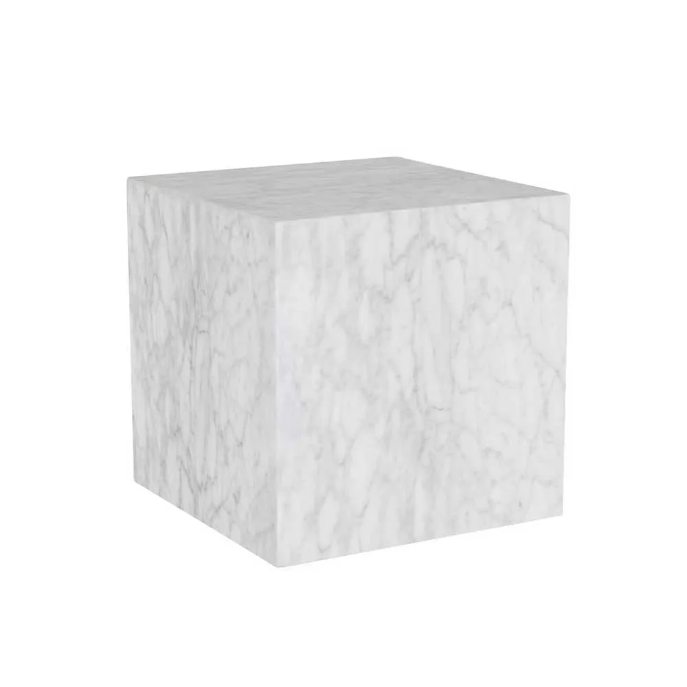 Timothy Oulton Marble Cube Side Table, White Marble
