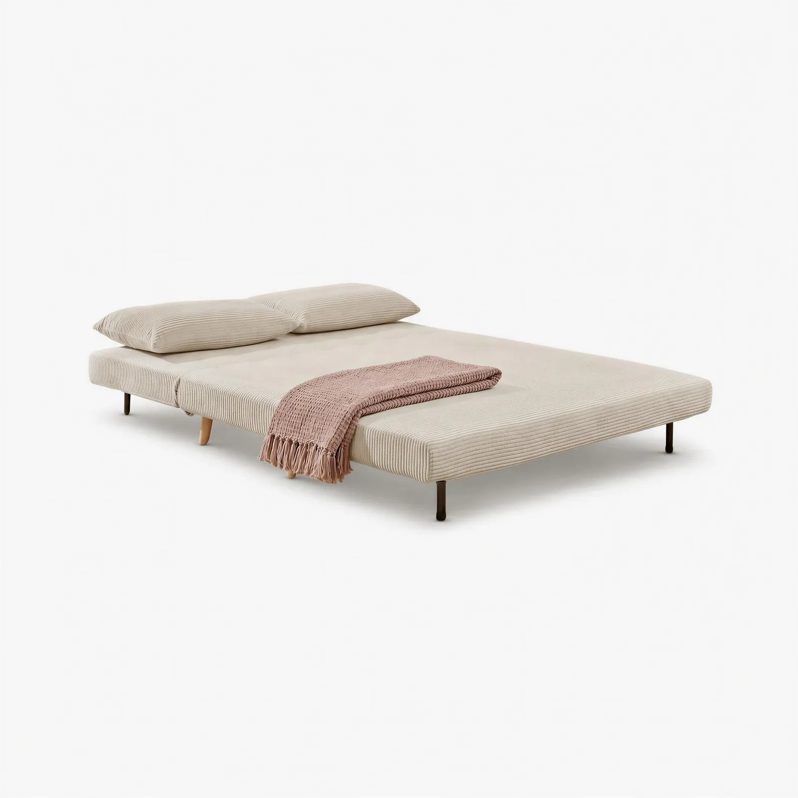 FurnitureboxUK Bobby Cream Jumbo Corduroy Folding Double Sofa Bed 3