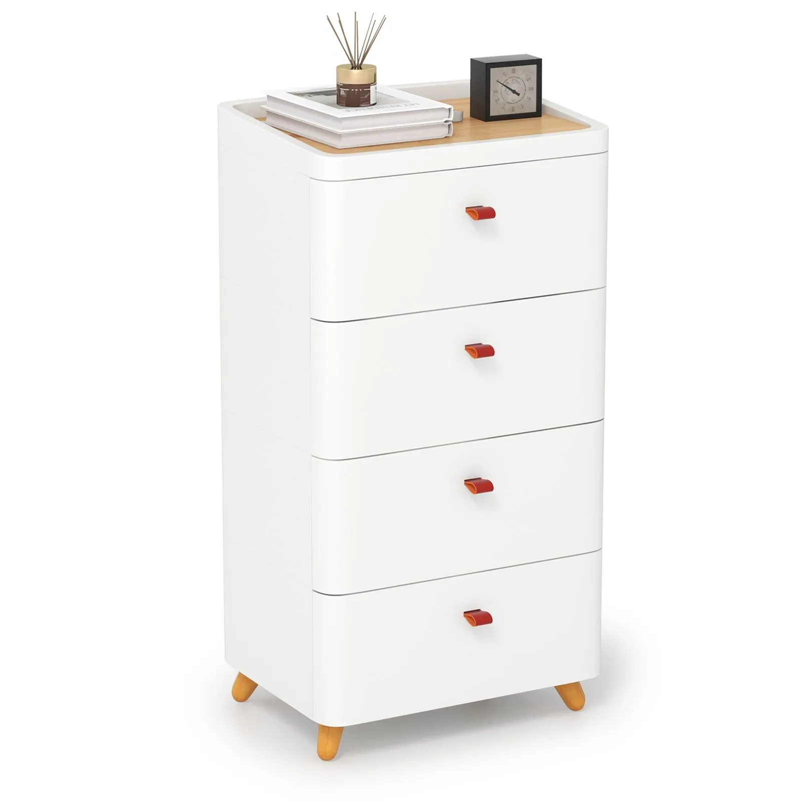 Costway 4 Drawer Dresser Bedroom Chest of Drawers with Removable Organizer Tray in White 2