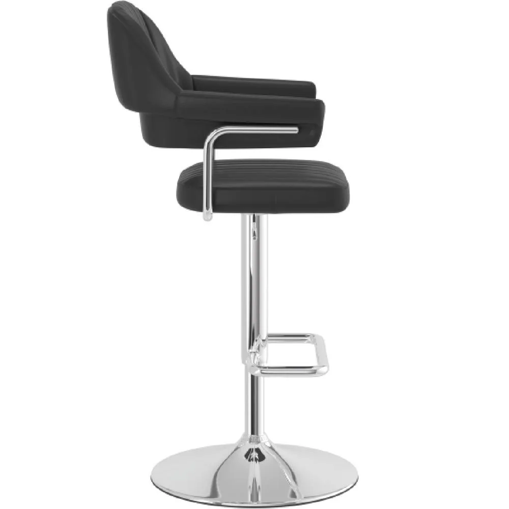 netfurniture Vibe Retro Adjustable Bar Stool Faux Leather Chrome Frame in Black 3