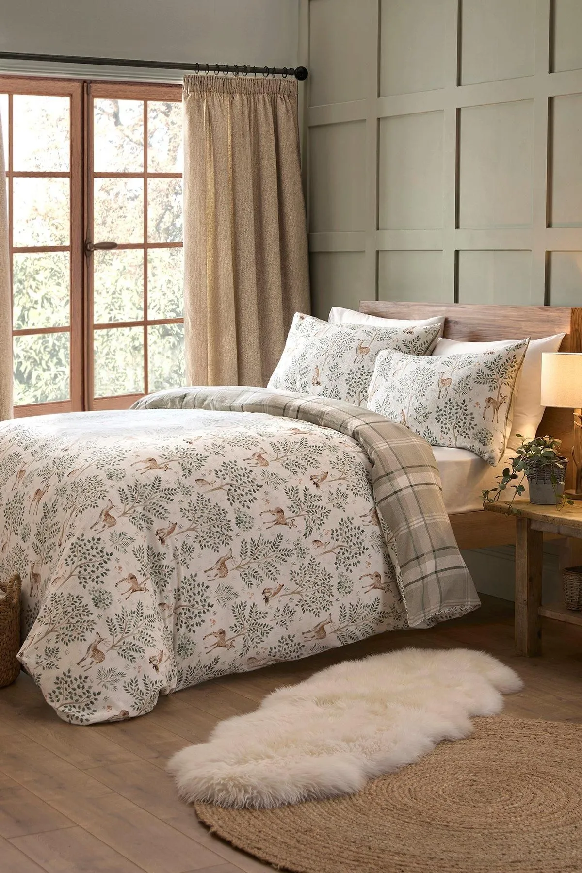 Dreams & Drapes 'Forest Animals' 100% Brushed Cotton Duvet Cover Set in Natural