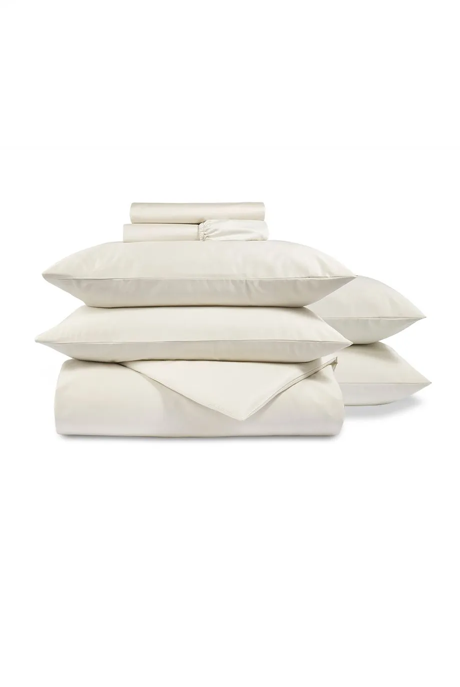 CHRISTY 400TC Luxury Cotton Sateen Plain Dye Bedding Gift Set Bundle in Ivory 3