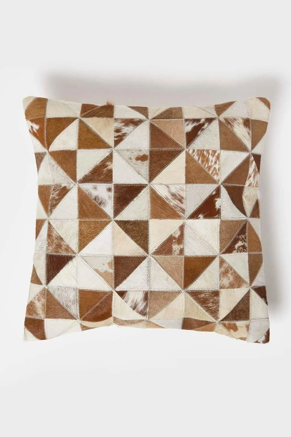 Homescapes Diamond Hide Leather Cushion 45 x 45 cm in Grey