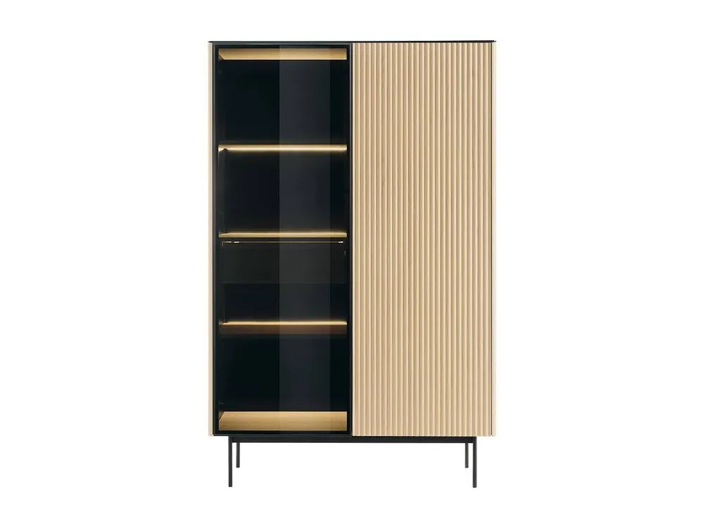 Vente-unique 2-Door Display Cabinet With Leds In MDF & Smoked Glass - H. 166 Cm in Black 2