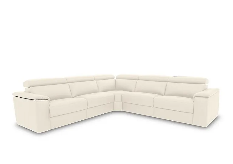 Canto Large Leather Corner Sofa - Torello Bianco Puro