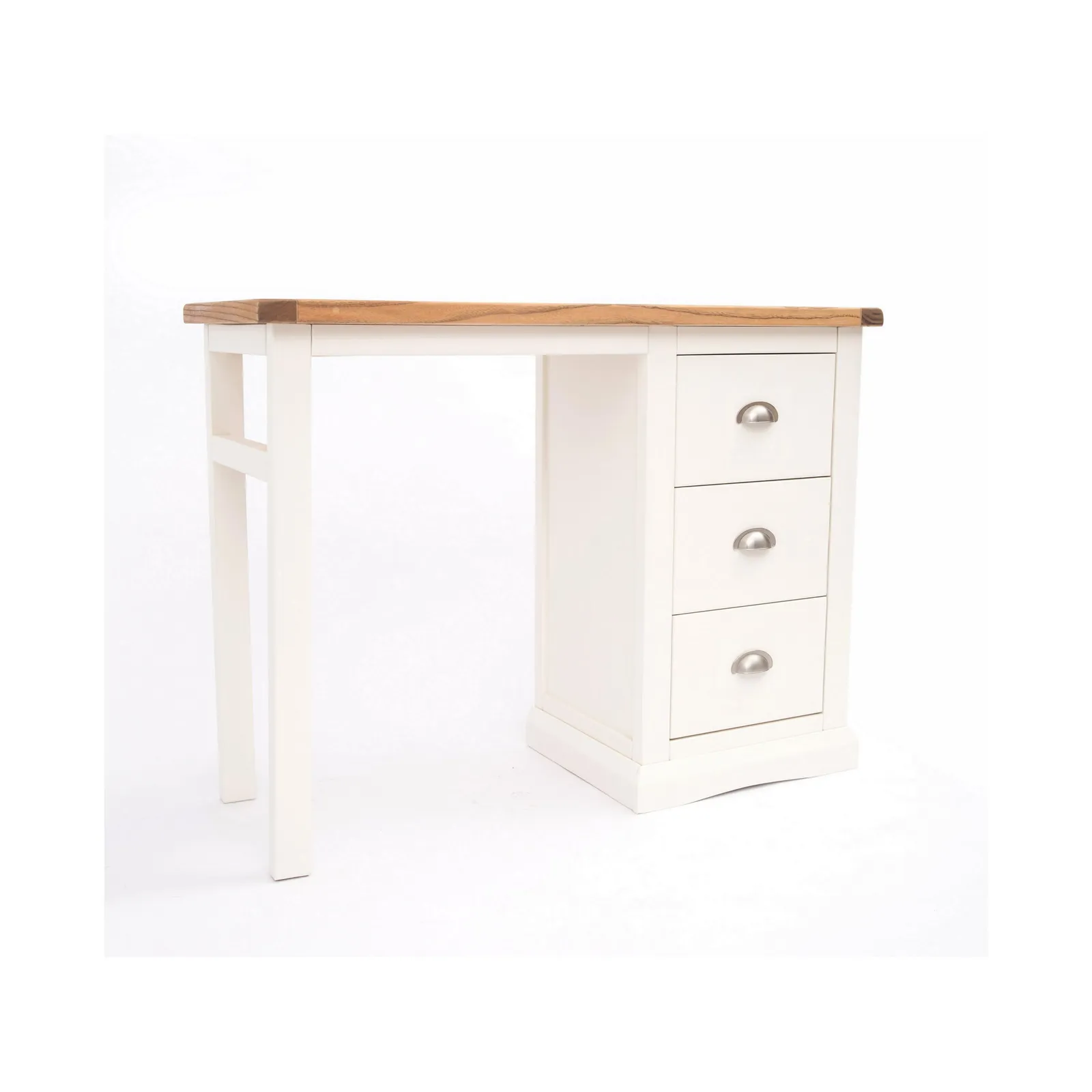 Cabinet Bits Cosenza 3 Drawer Desk - Dressing Table Chrome Cup Handle in Off-White 2