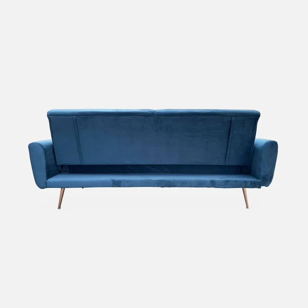 sweeek 3-seater Velvet Convertible Sofa Bed in Blue 3
