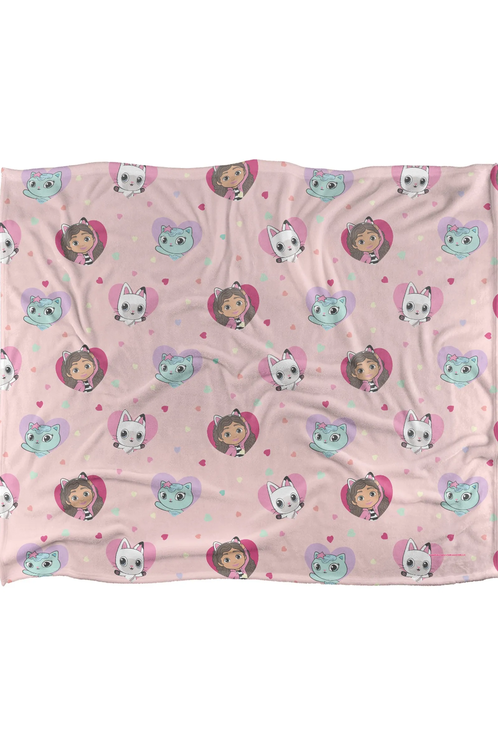 NBCU Gabby'S Dollhouse Pandy Paws Hearts Super Soft Throw Blanket