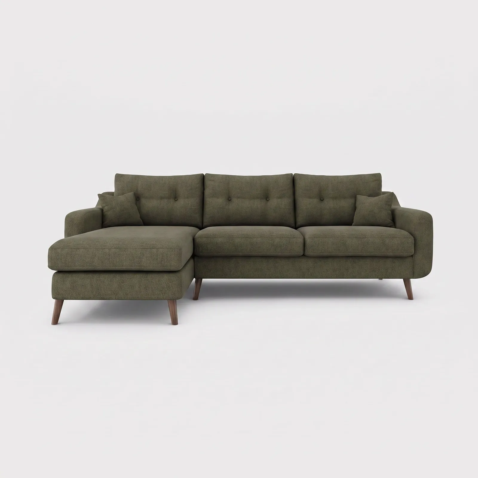 Myers Large Chaise Corner Sofa Left, Green Fabric | Barker & Stonehouse 1