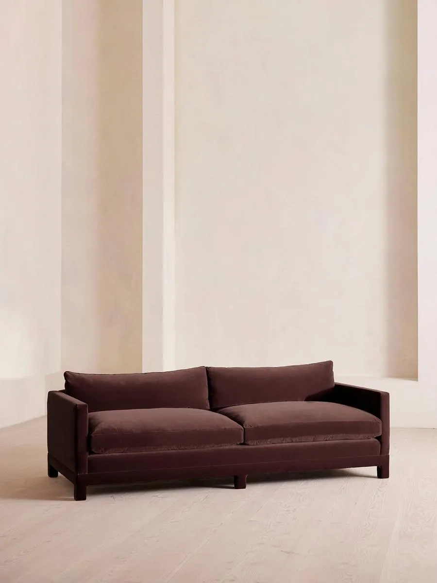 Ashford Four Seater Sofa, Velvet, Aubergine