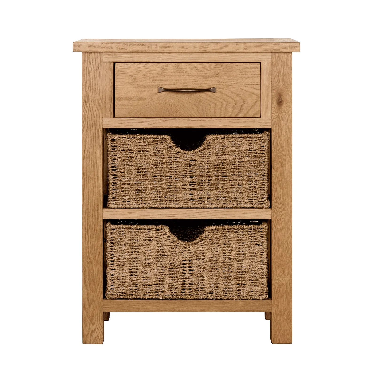 Sidmouth Oak Telephone Table with Baskets Light Brown / Natural