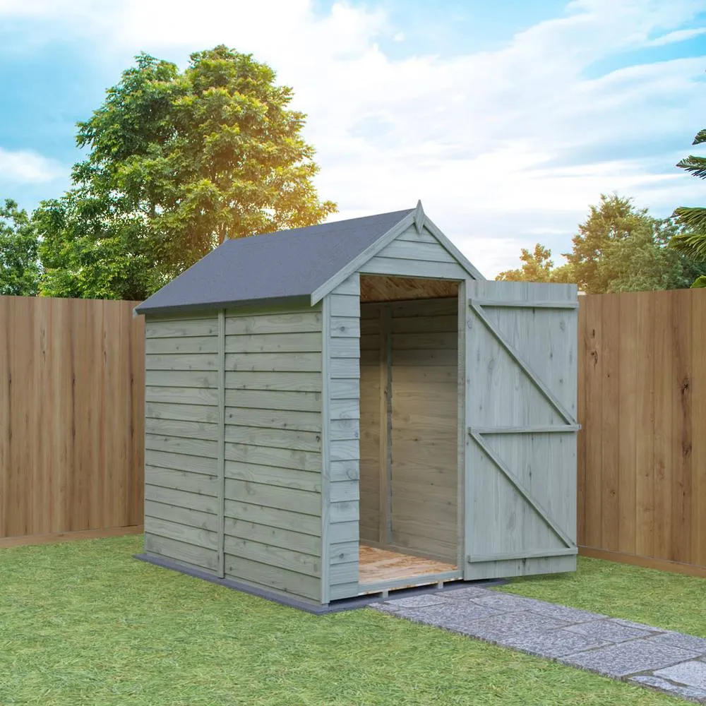 Shires Overlap 6 x 4 Feet Pressure Treated Value Range Shed Single Door in Grey 2