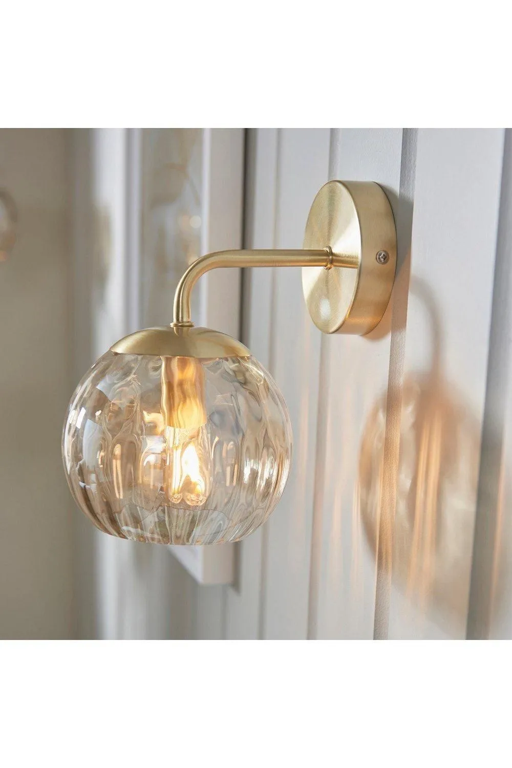 Netlighting Dimple Glass Wall Lamp Satin Brass Plate Champagne Lustre Glass in Gold 5
