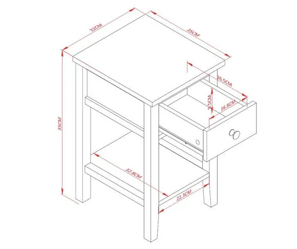 Lynton 1 Drawer Small Bedside Table 2