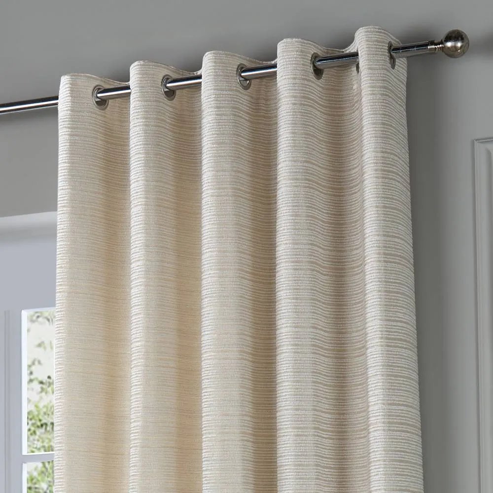 Paoletti Jupiter Chenille Jacquard Eyelet Curtain Pair in Off-White 3