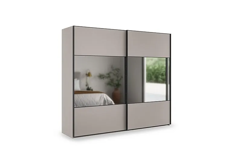 Tullio 250cm 2 Door Sliding Wardrobe with Mirrors - Pebble Grey