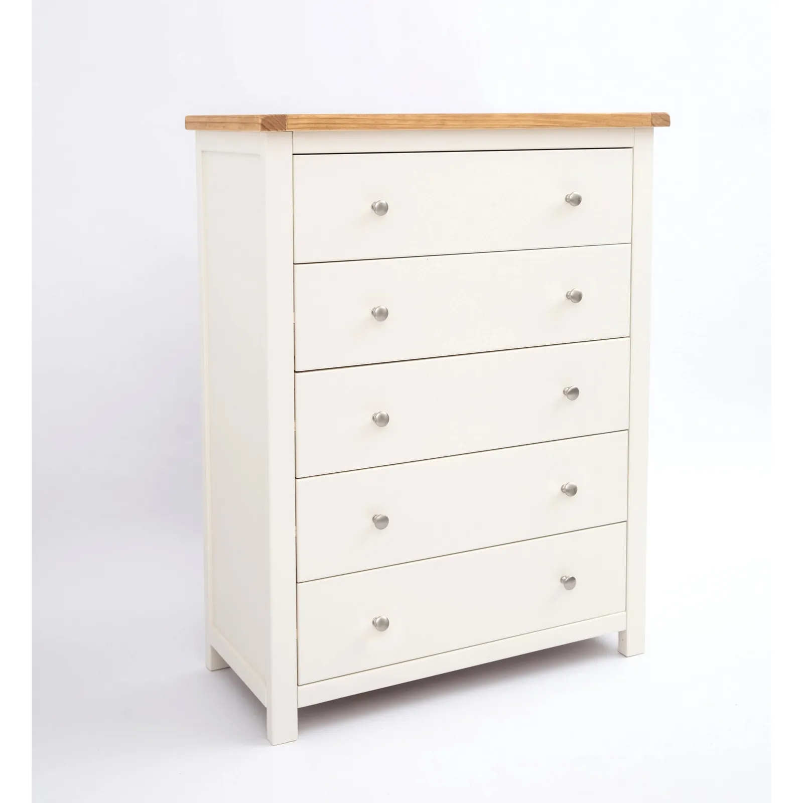 Cabinet Bits Maggiori 5 Drawer Chest of Drawers Chrome Knob in Off-White 2