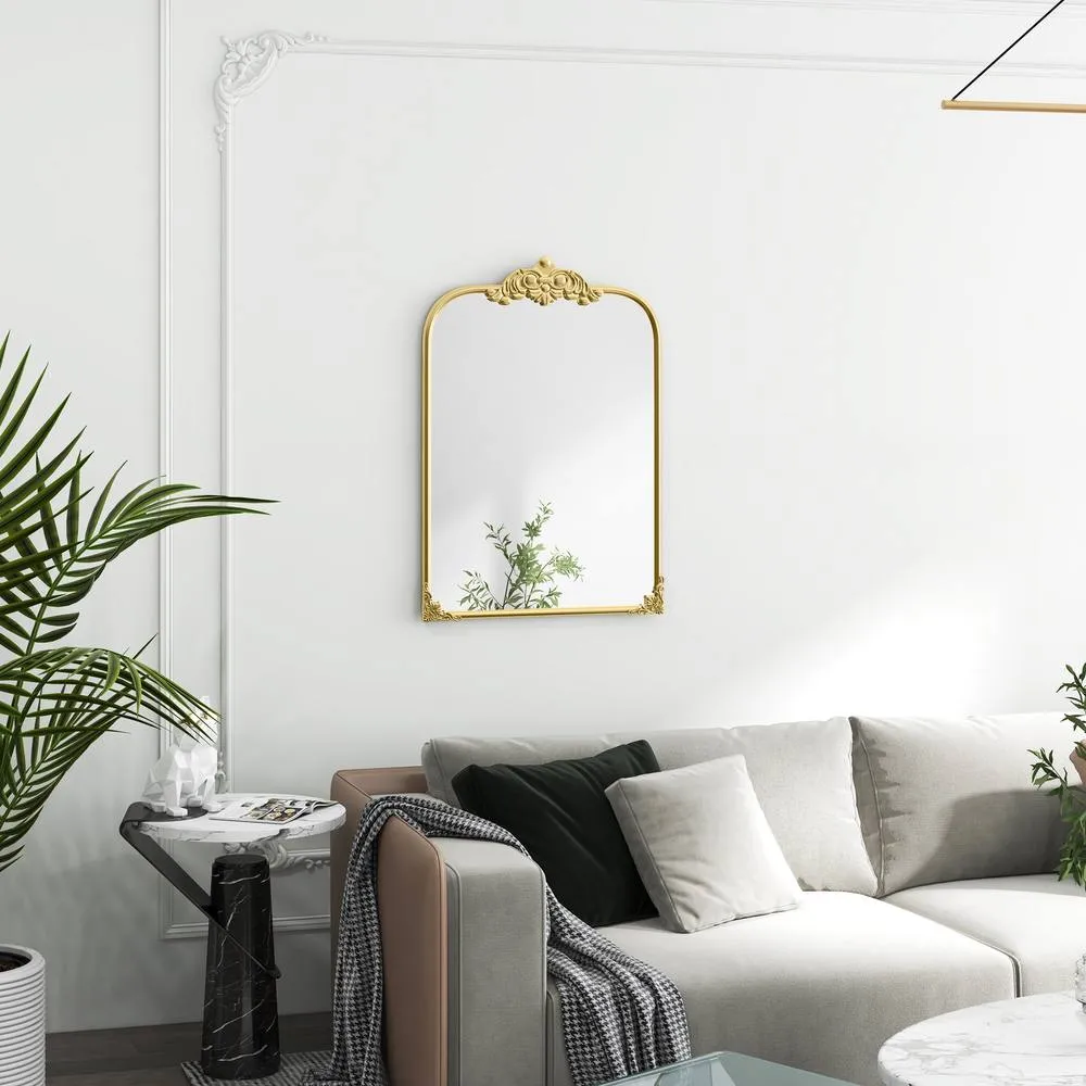HOMCOM Wall Mirror, Decorative Baroque Mirror with Metal Frame, Gold Tone 2