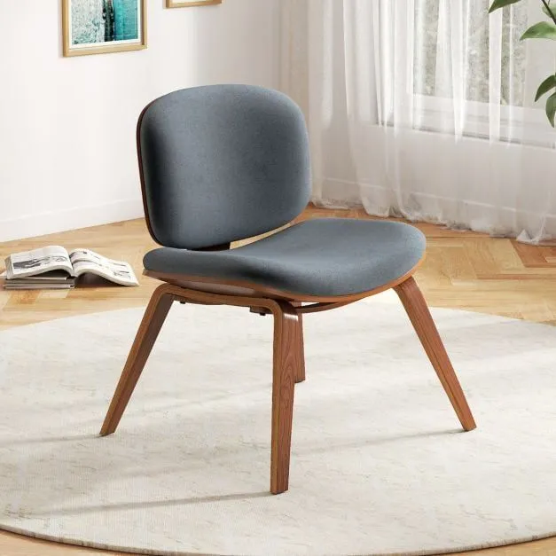 Costway Modern Accent Chair Upholstered Side Chair with Curved Backrest in Grey 2