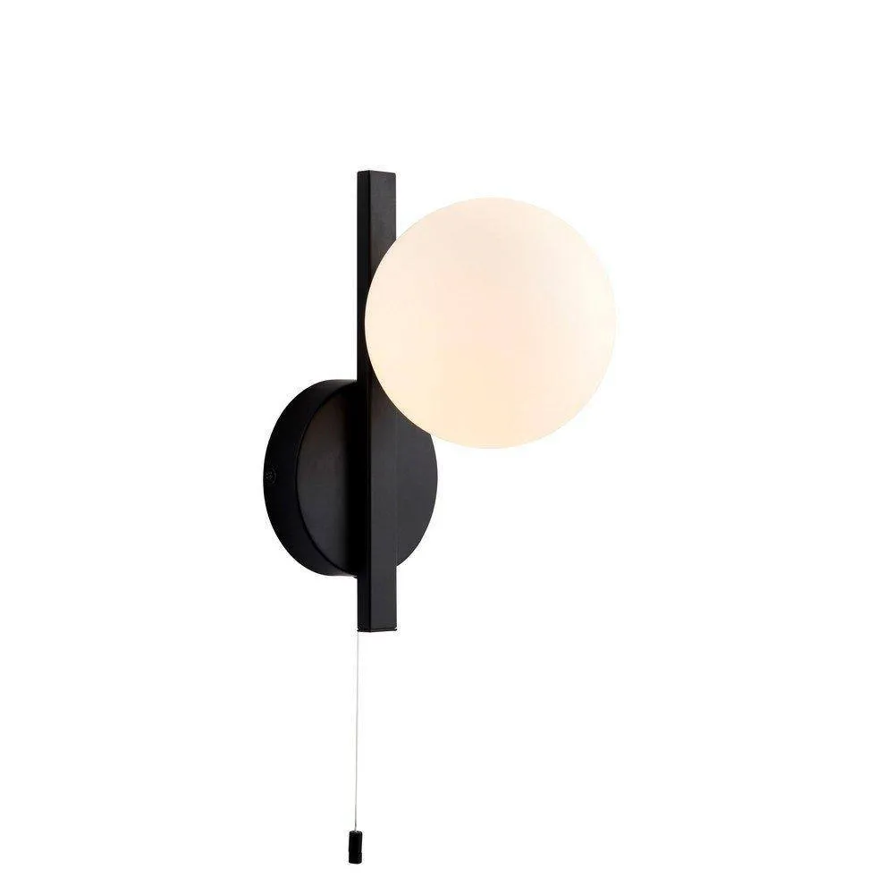 Netlighting 'RIOMAGGIORE' Non Dimmable Contemporary Bathroom Glass Wall Lamp in Black
