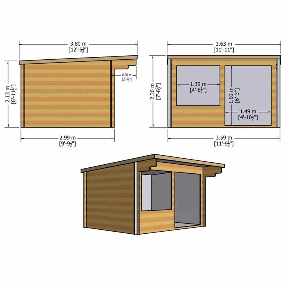Shires Belgravia 28 mm Log Cabin 10 x 12 Feet in Light Brown 4