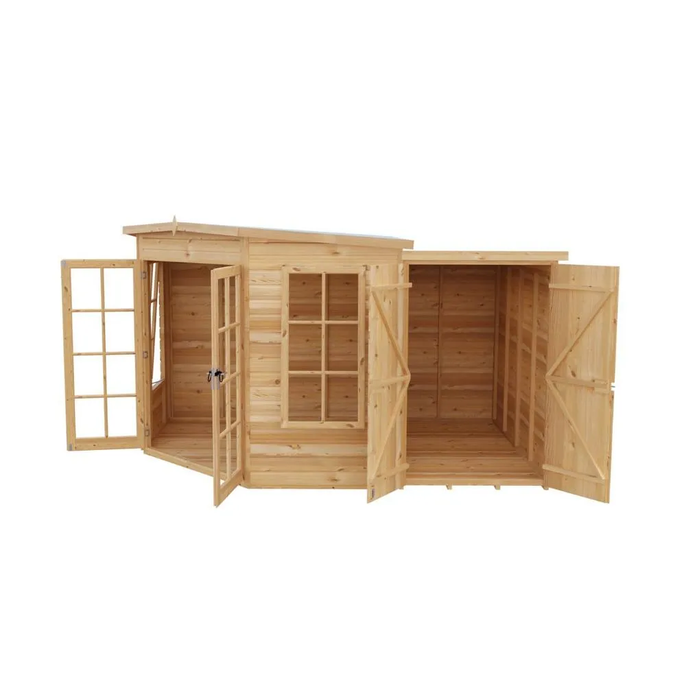 Shires Hampton 8 x 11 Feet with Side Shed - L119 x W224.8 x H190.2 cm in Light Brown 2