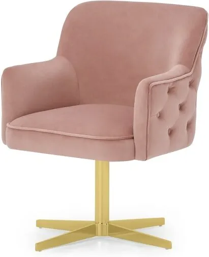 Upton Office Chair, Vintage Pink Velvet & Brass