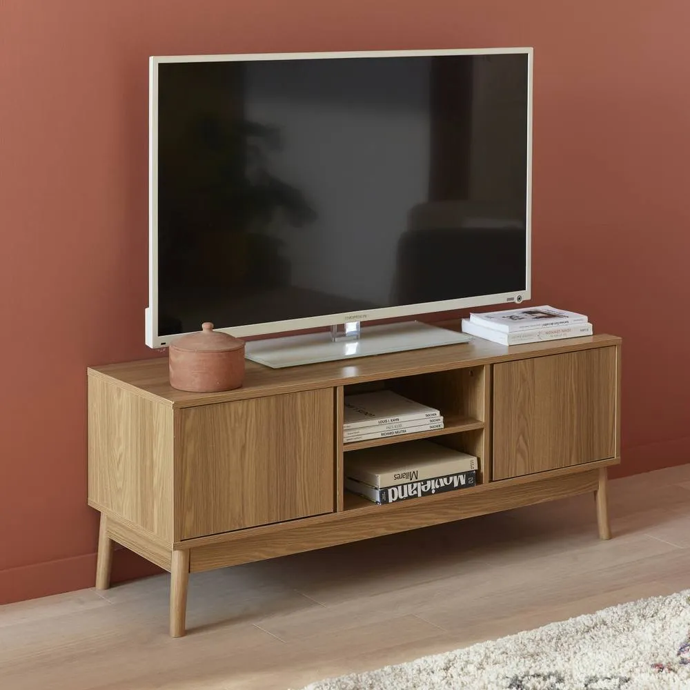 sweeek 120cm Tv Unit Wooden Effect 2 Doors in Light Brown 4