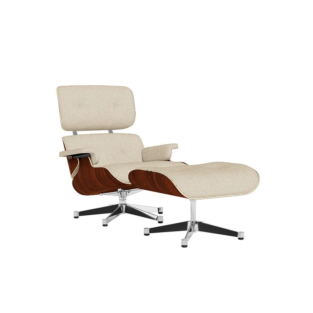Vitra Eames Lounge Chair & Ottoman Santos Palisander Clas. Nubia 02 Cream Pearl Polished Black Base 04