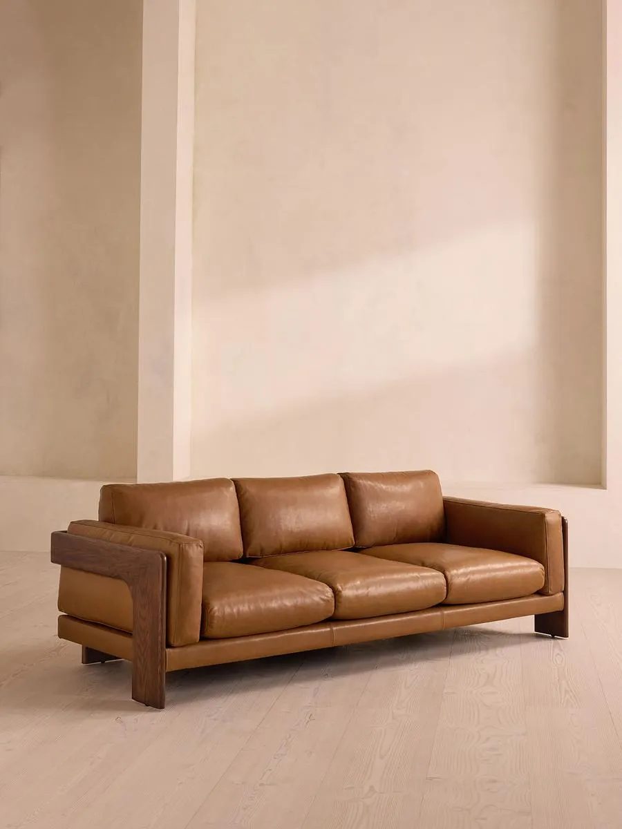 Marcia Three Seater Sofa, Leather, Chestnut