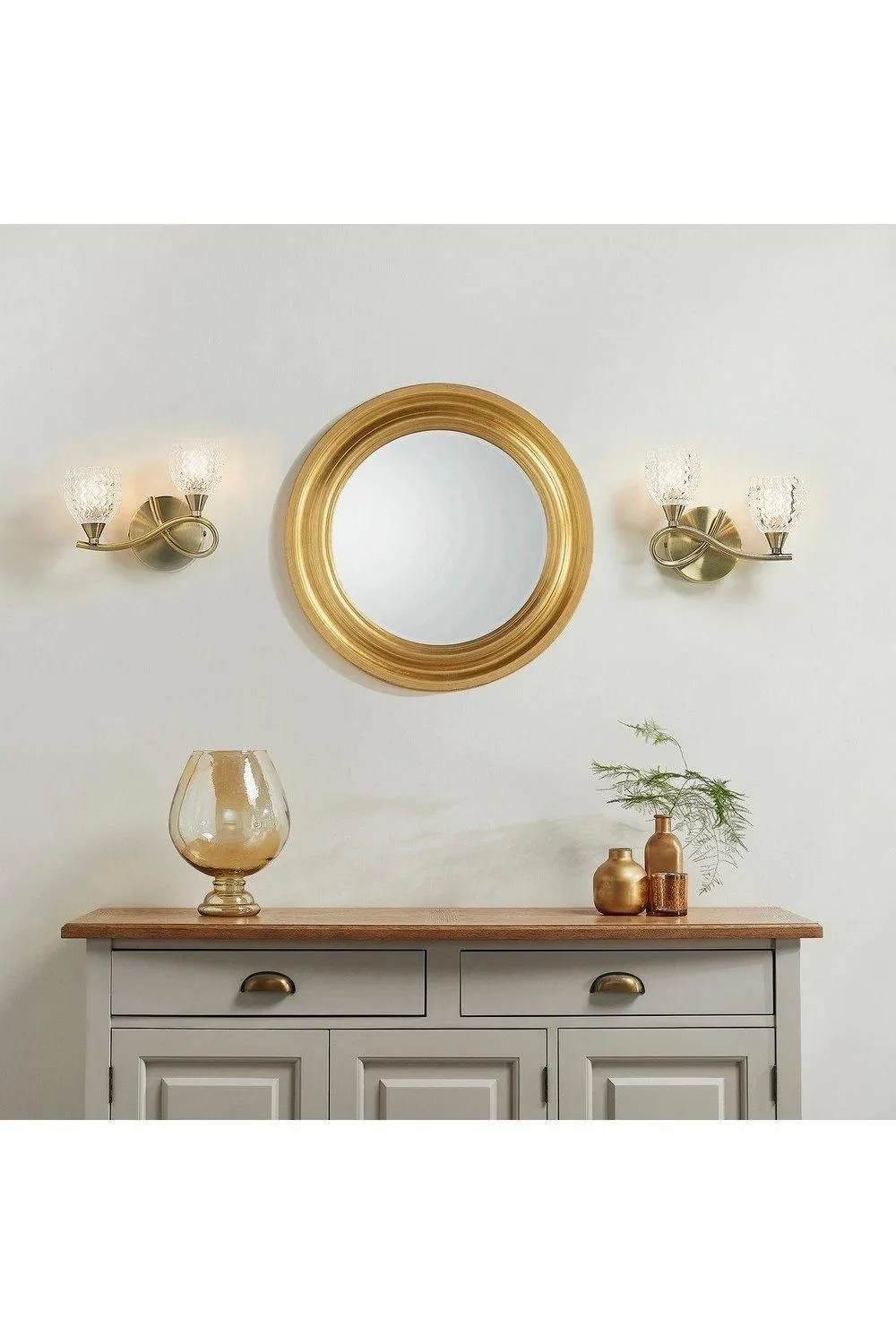Netlighting Boyer 2 Light Indoor Wall Light Antique Brass with Glass G9 in Gold 3