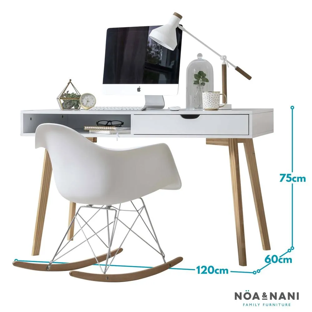 Nöa and Nani Ludvig Office Desk Computer Table in White and Natural Pine 5