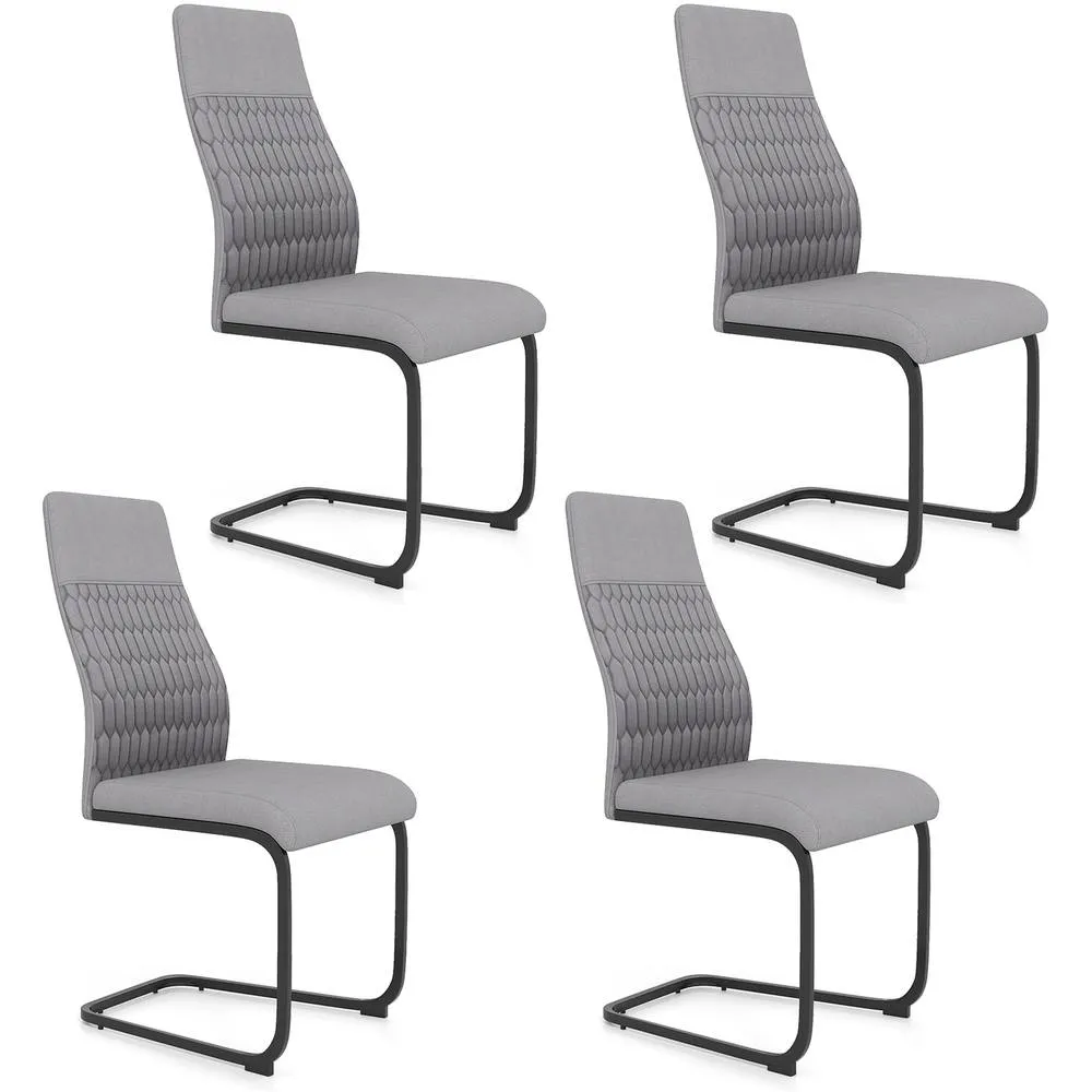 Costway Modern Dining Chair Set of 4 Armless Kitchen Chair-Grey in Grey 4