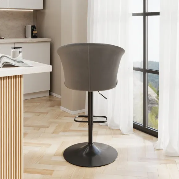 Kendall Bar Stool with Black Legs, Velvet 6