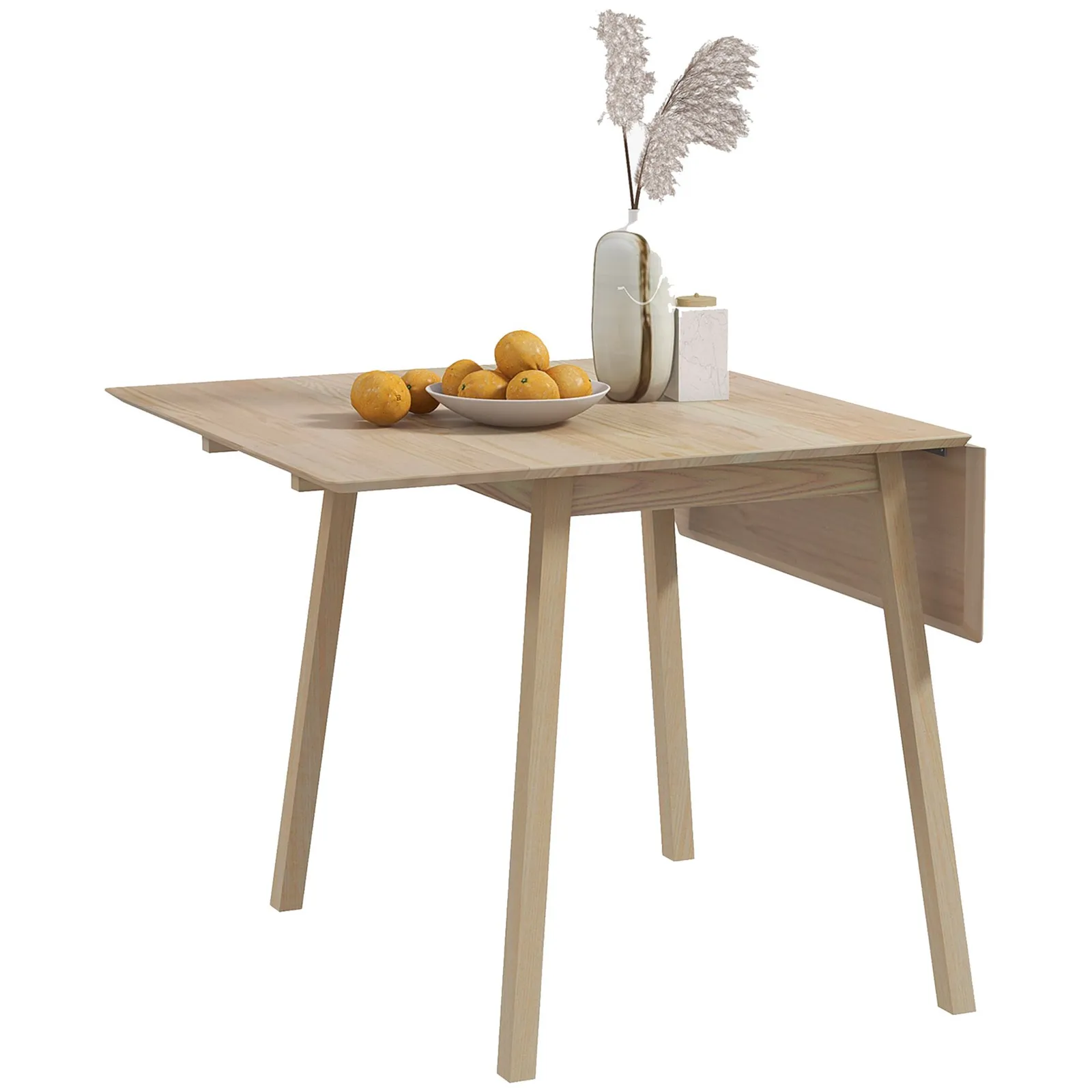 HOMCOM Kitchen Table for 2-4, Folding Drop Leaf Dining Table in Light Brown 2