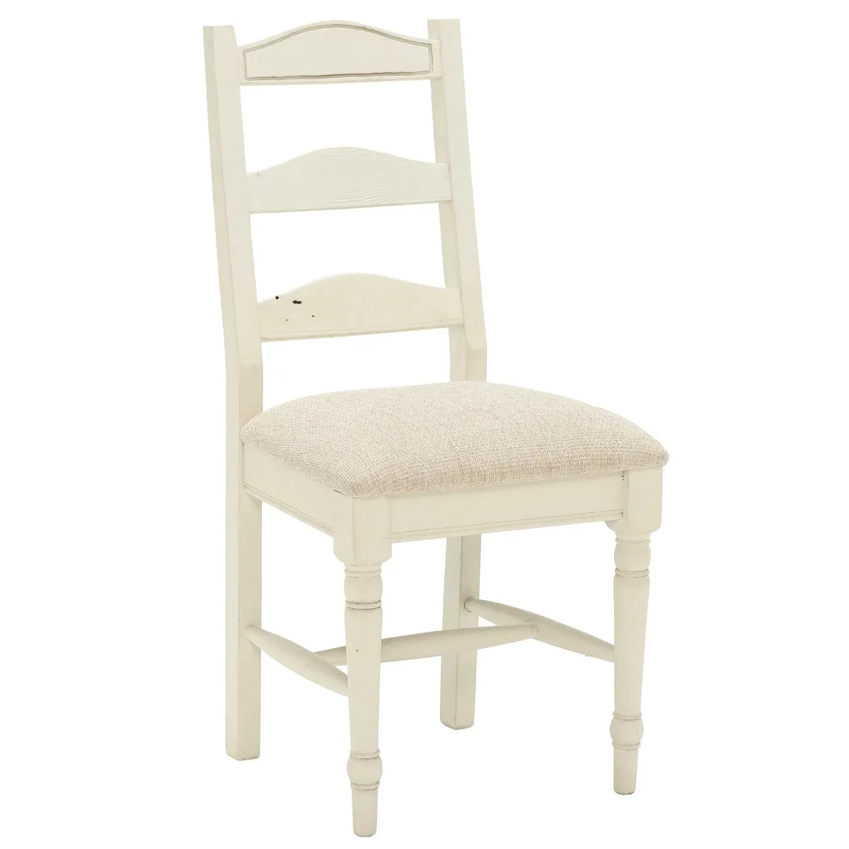 Carisbrooke Dining Chair with Turned Legs and Fabric Seat, Stucco White