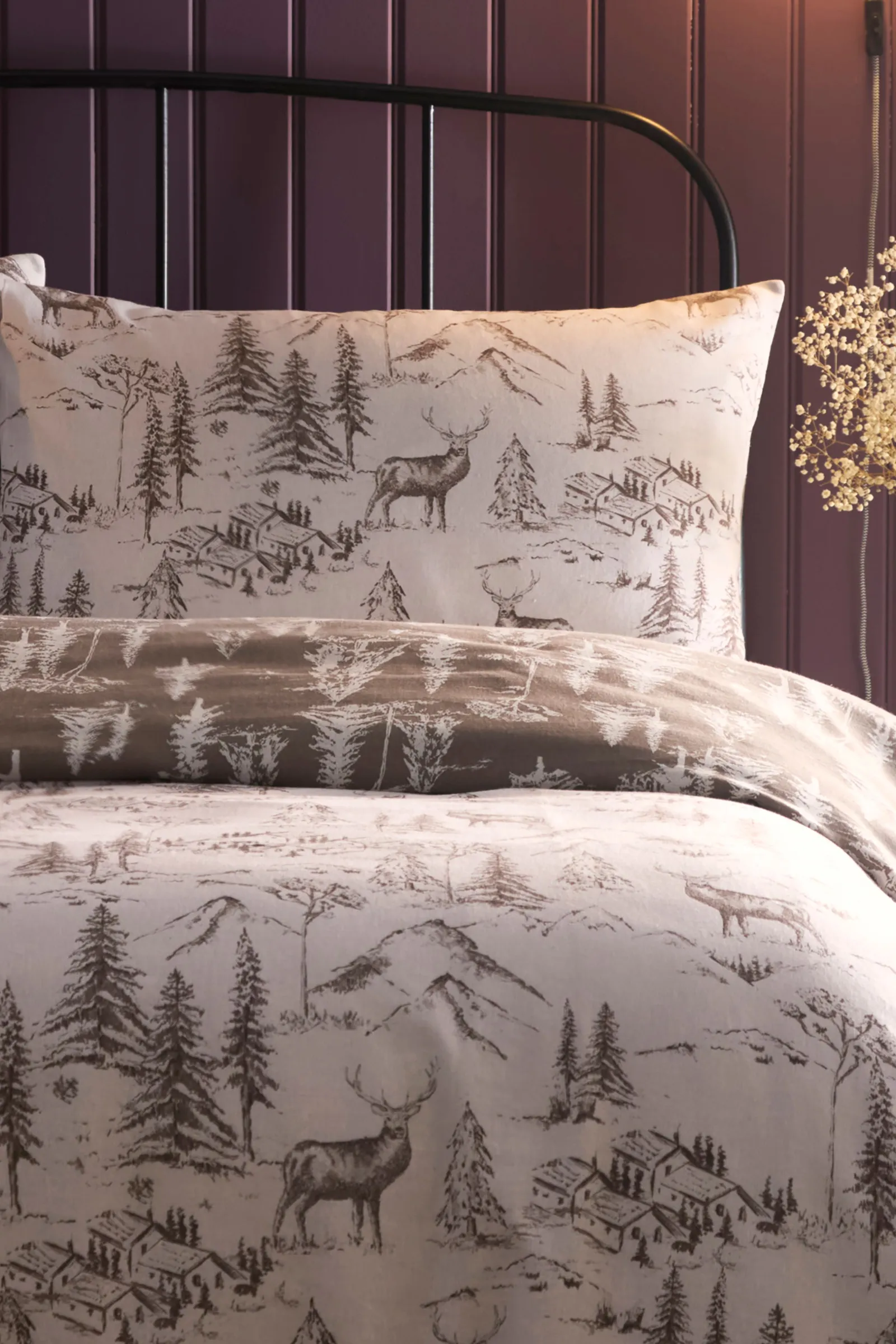 Dreams & Drapes 'Alpine Stag' Brushed Cotton Duvet Cover Set in Natural 2