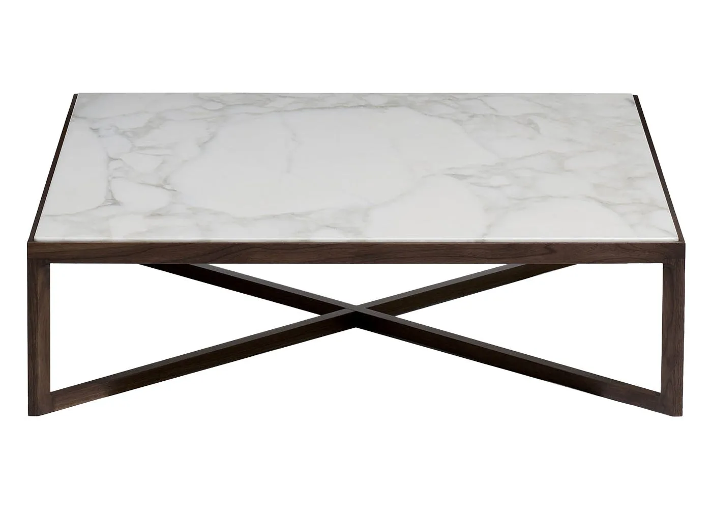 Knoll Krusin Coffee Table in Arabescato and Walnut Stained Oak 1