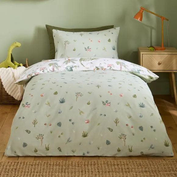 Catherine Lansfield SleepySaurus Brushed Cotton Duvet Cover & Pillowcase Set 2
