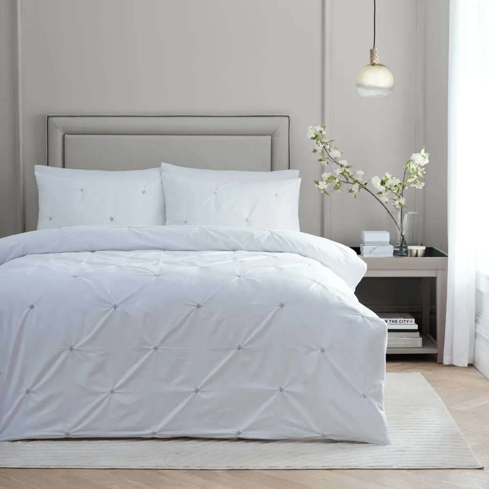 Paoletti Elysia Pinch Pleat 100% Cotton Embroidered Duvet Cover Set in Black 1