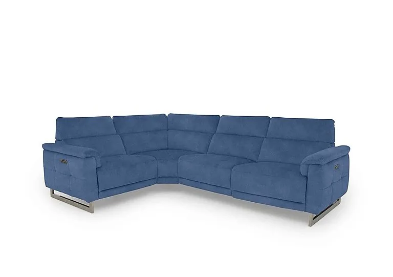 Moet Fabric Power Recliner Left Hand Facing Corner Sofa with Telescopic Headrests - Dexter Wave