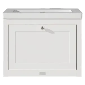 Bayswater Hartleigh Pointing White Traditional Wall Hung Vanity Unit & 1 Tap Hole Modern Recessed Basin - 600mm